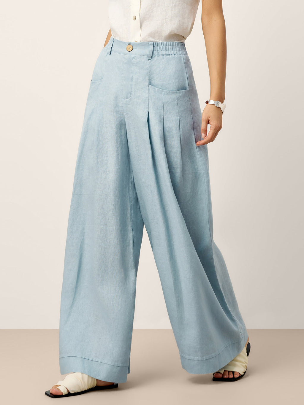 Beatrice | Pantaloni Rilassati in Lino con Pieghe Scolpite