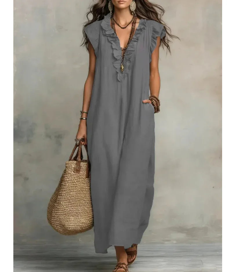 Valentina | Abito Maxi Bohemien con Volant