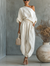 Ginevra | Completo Monospalla Fluido Drappeggiato
