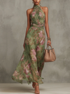 Camilla | Abito Maxi Floreale con Scollo Halter