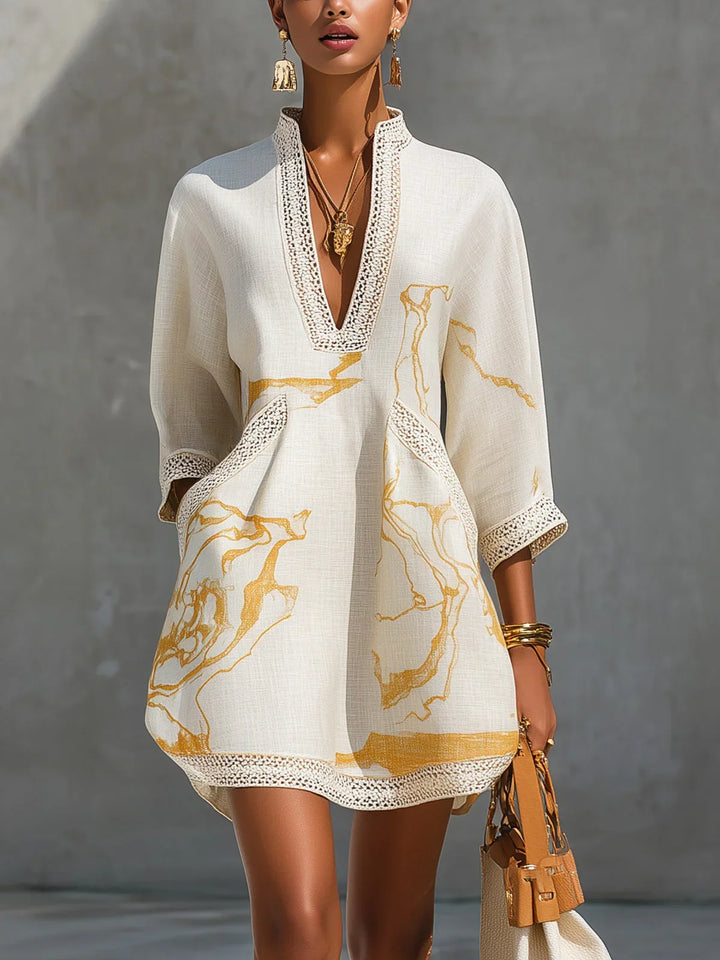 Abito corto bianco con pizzo crochet