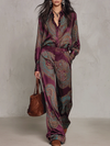 Marcella | Completo Camicia e Pantaloni in Raso con Stampa Paisley