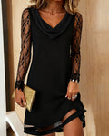 Greta | Abito Corto Elegante con Maniche in Pizzo