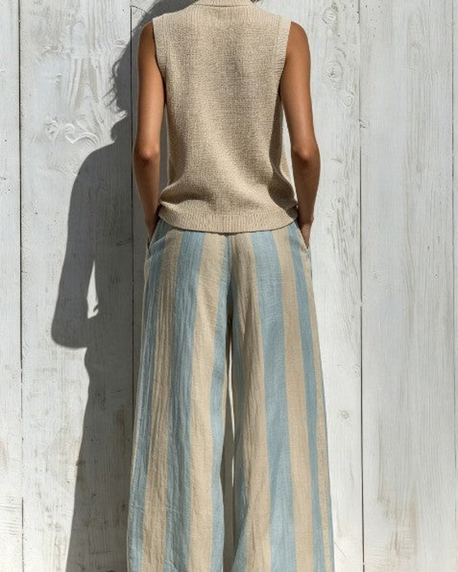 Alba completo — vista posteriore del top e del pantalone a gamba larga