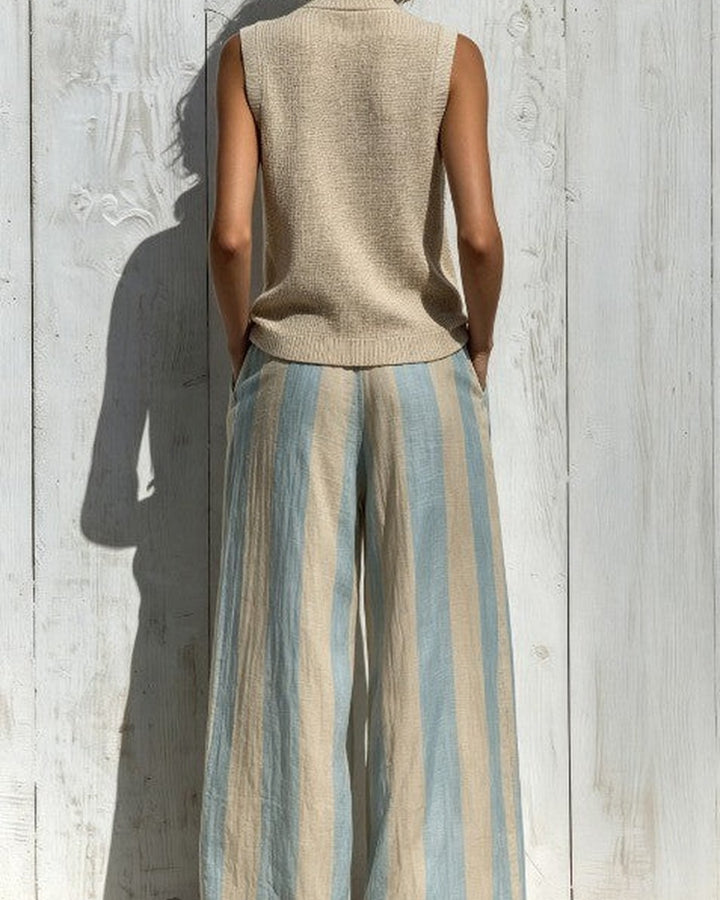 Alba completo — vista posteriore del top e del pantalone a gamba larga