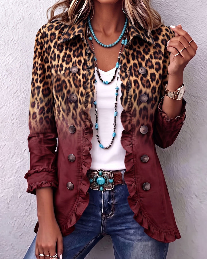 Giacca blazer sfumata leopardo colore vino