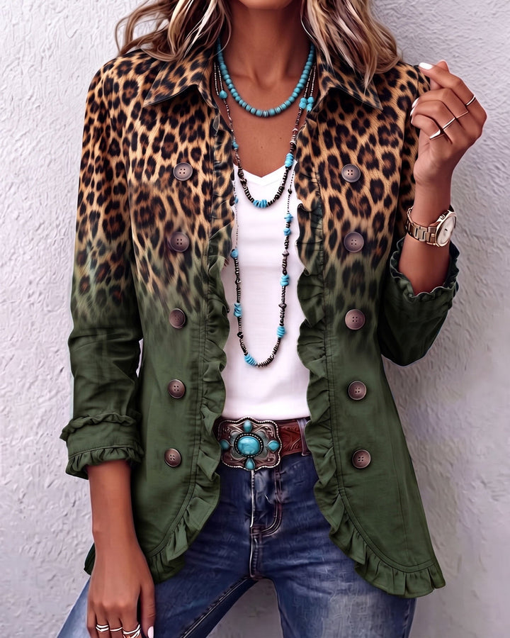 Giacca blazer sfumata leopardo colore verde