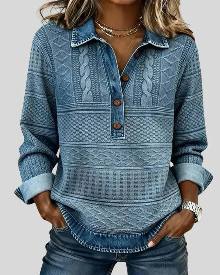 Azalea maglione a trecce blu denim