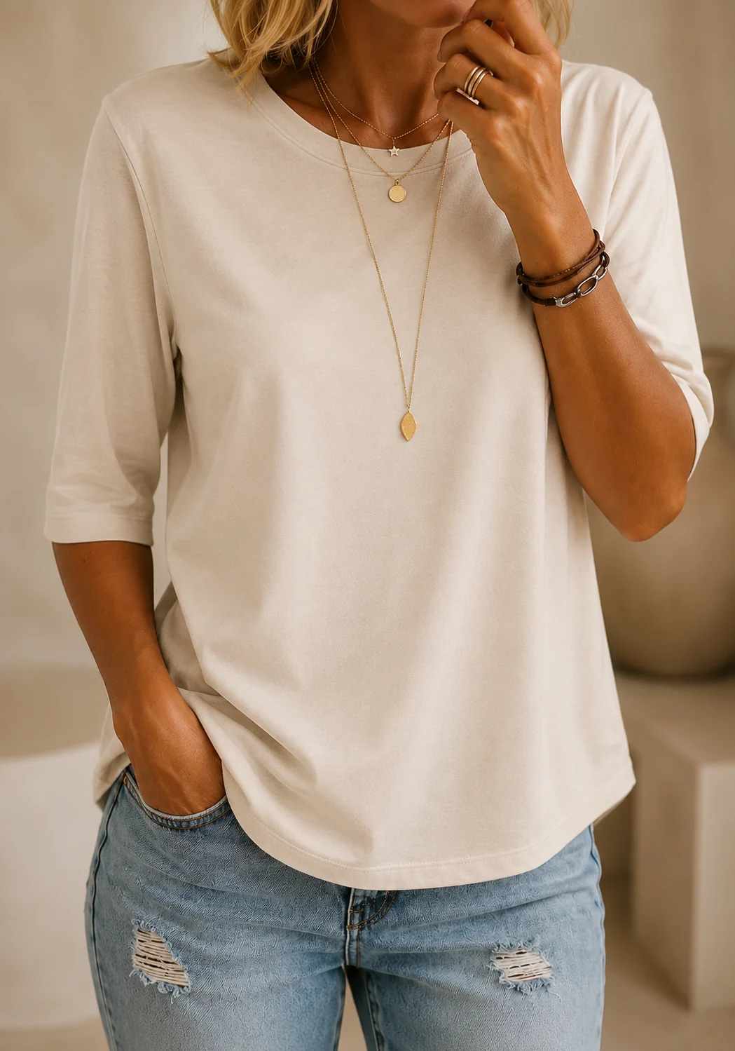Harper | Maglia Comoda a Mezza Manica