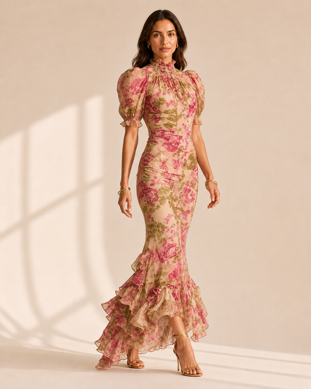 Rosalie™ | Abito Maxi con Stampa di Rose Vintage