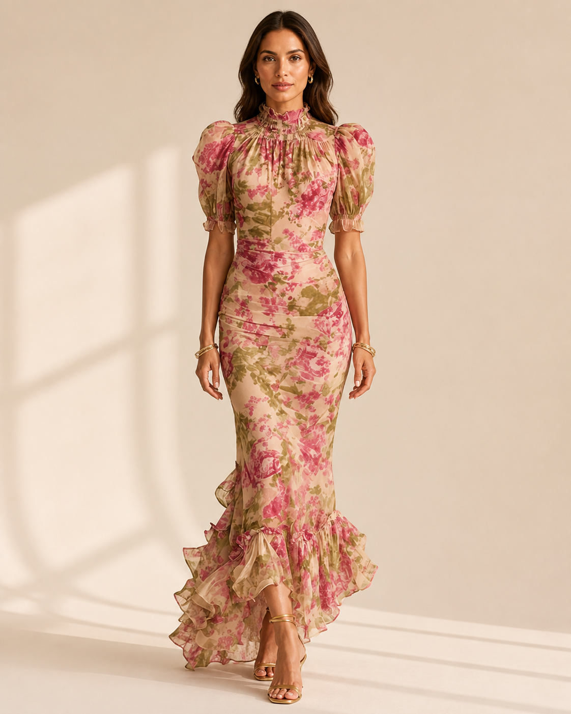 Rosalie™ | Abito Maxi con Stampa di Rose Vintage