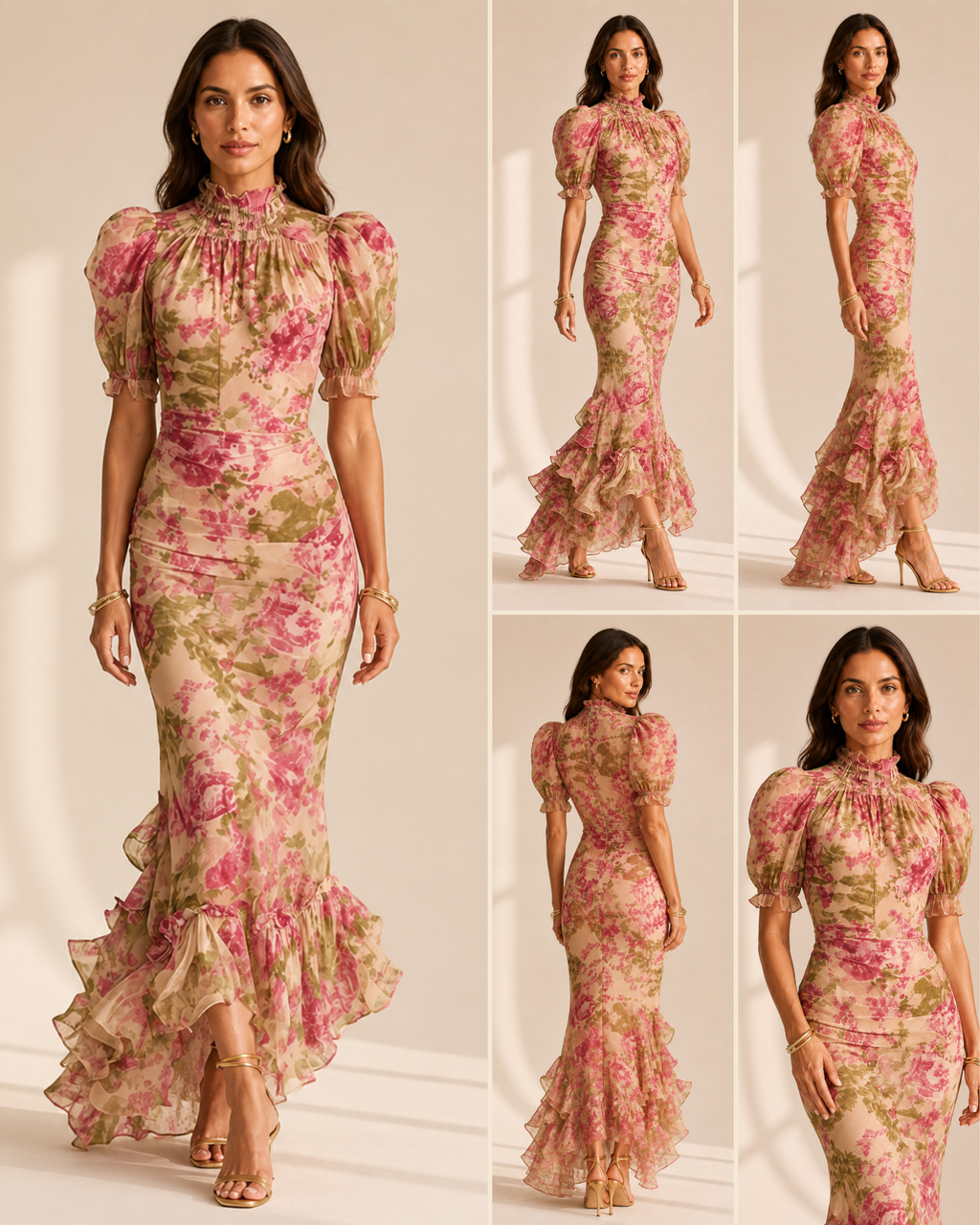 Rosalie™ | Abito Maxi con Stampa di Rose Vintage