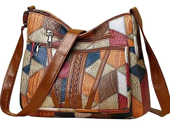 Borsa a tracolla Giuliana - vista tre quarti, dettaglio zip e tracolla