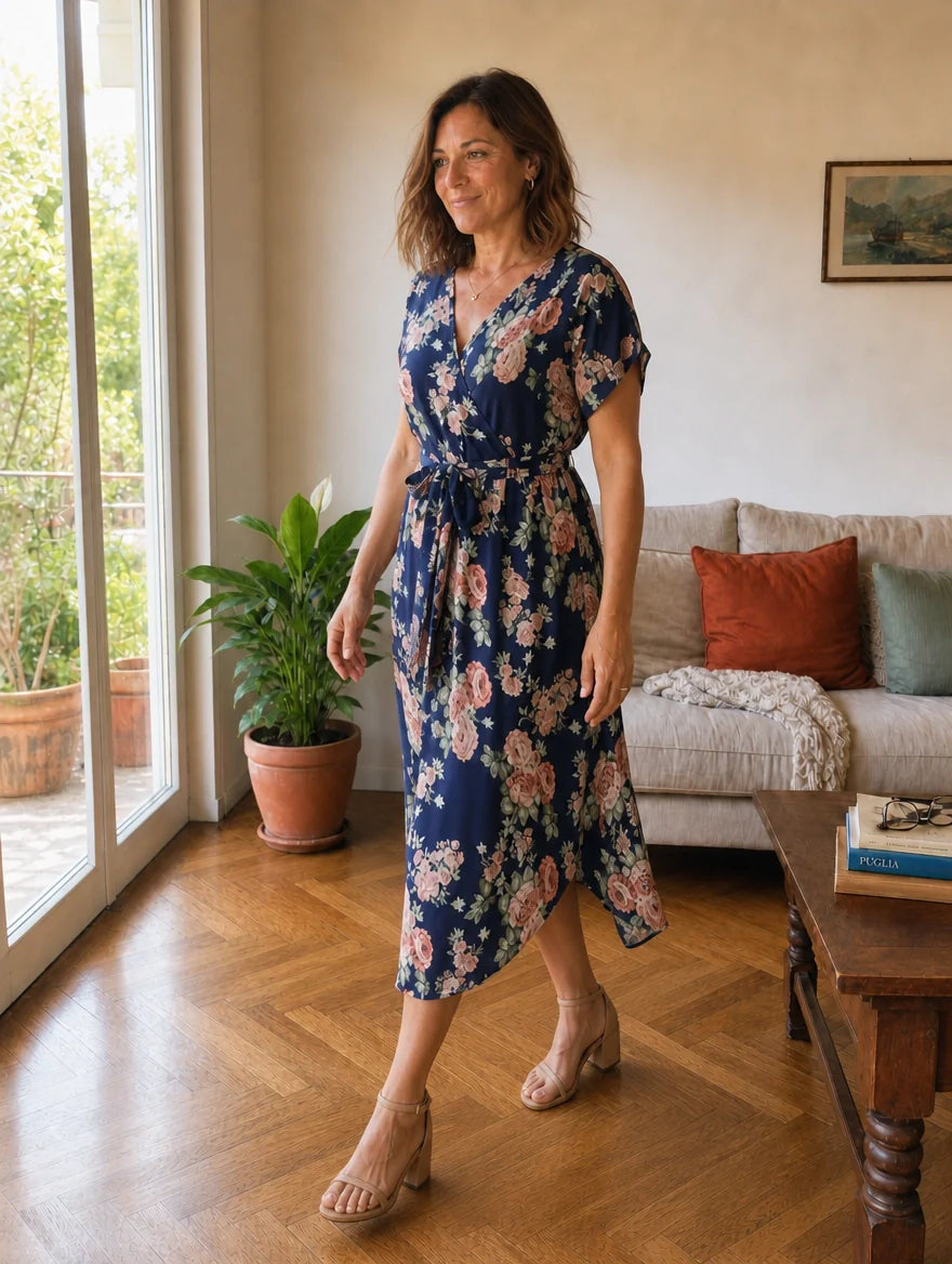 Rosalba | Abito Midi Floreale a Fiocco