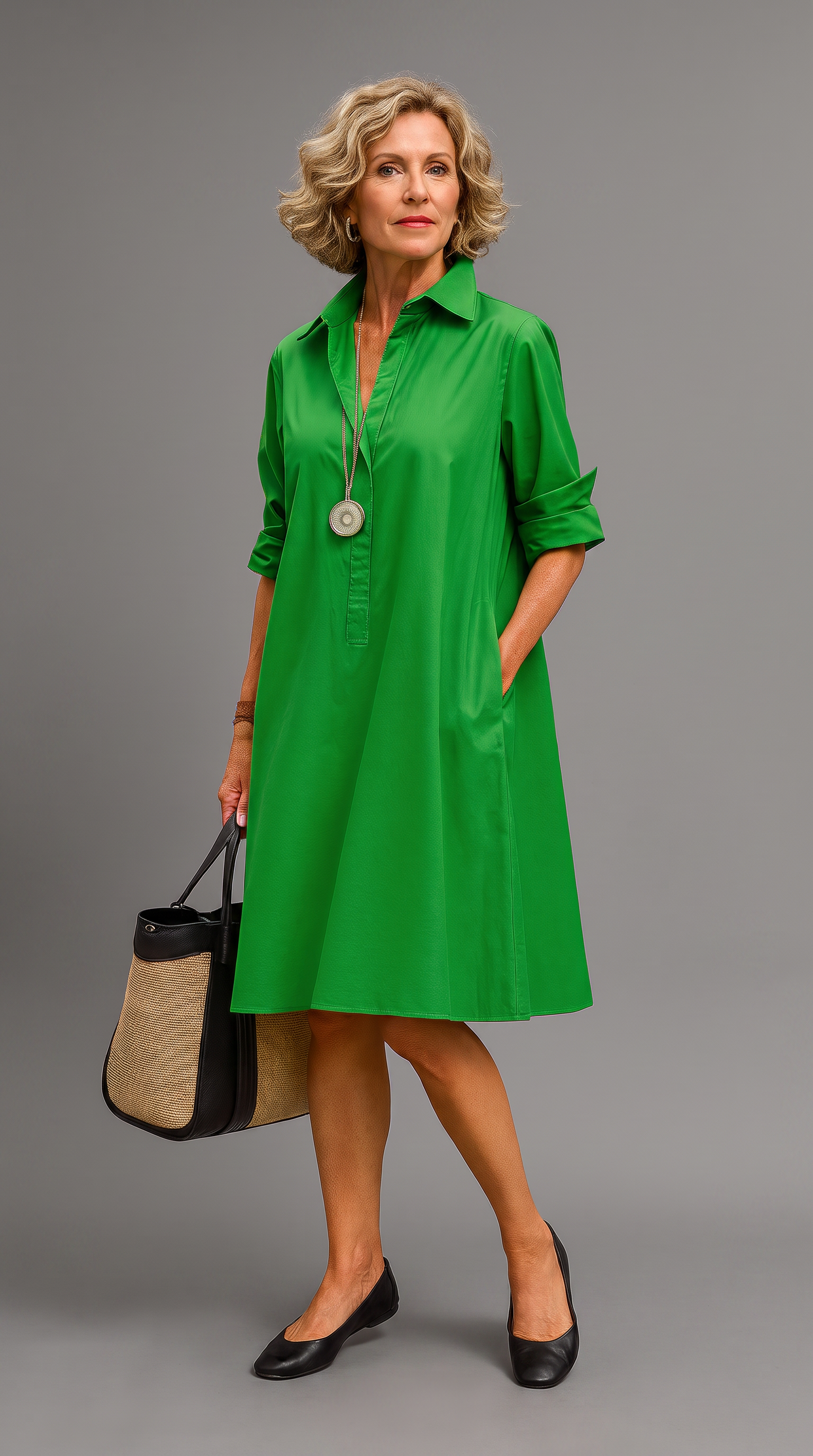 Isabella - abito camicia verde, indossato