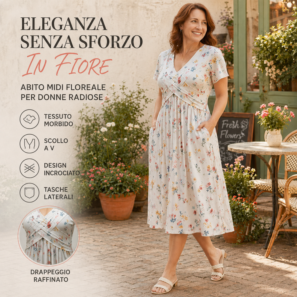 Abito a Fiori con Scollo a V