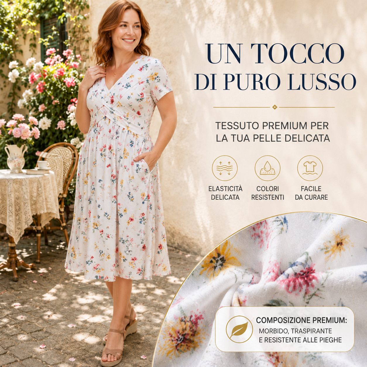 Abito a Fiori con Scollo a V