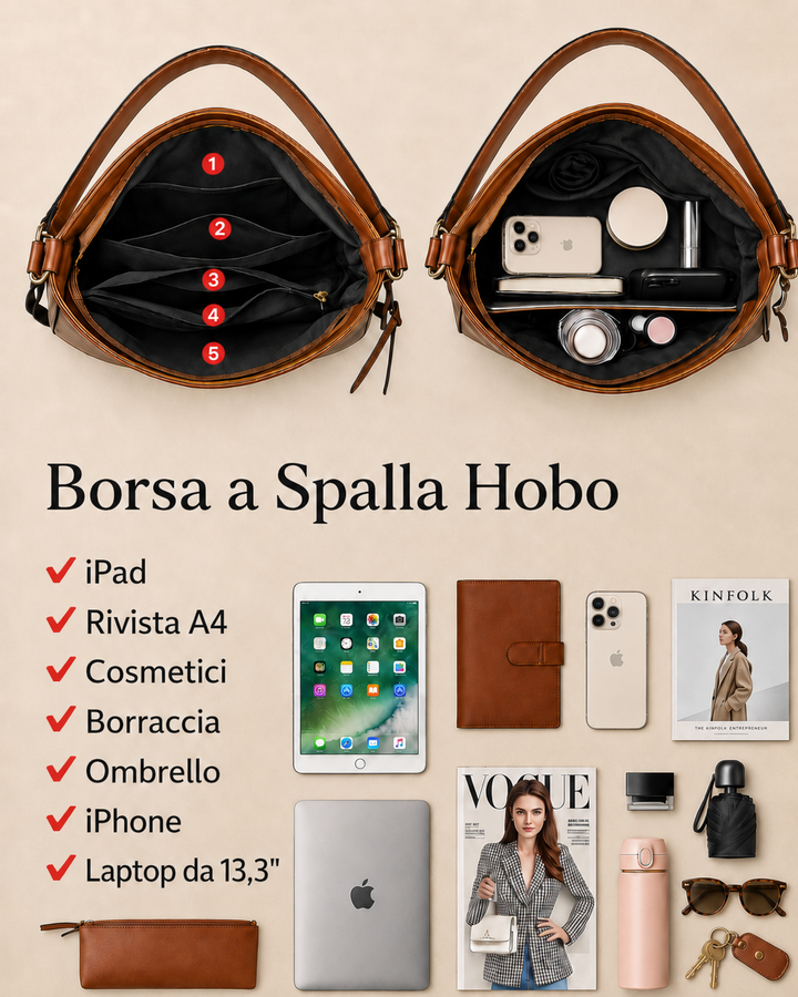 Set Hobo in Vera Pelle – 3 Pezzi