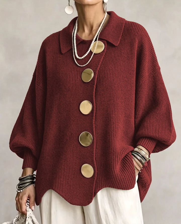 Isadora cardigan oversize rosso con bottoni dorati
