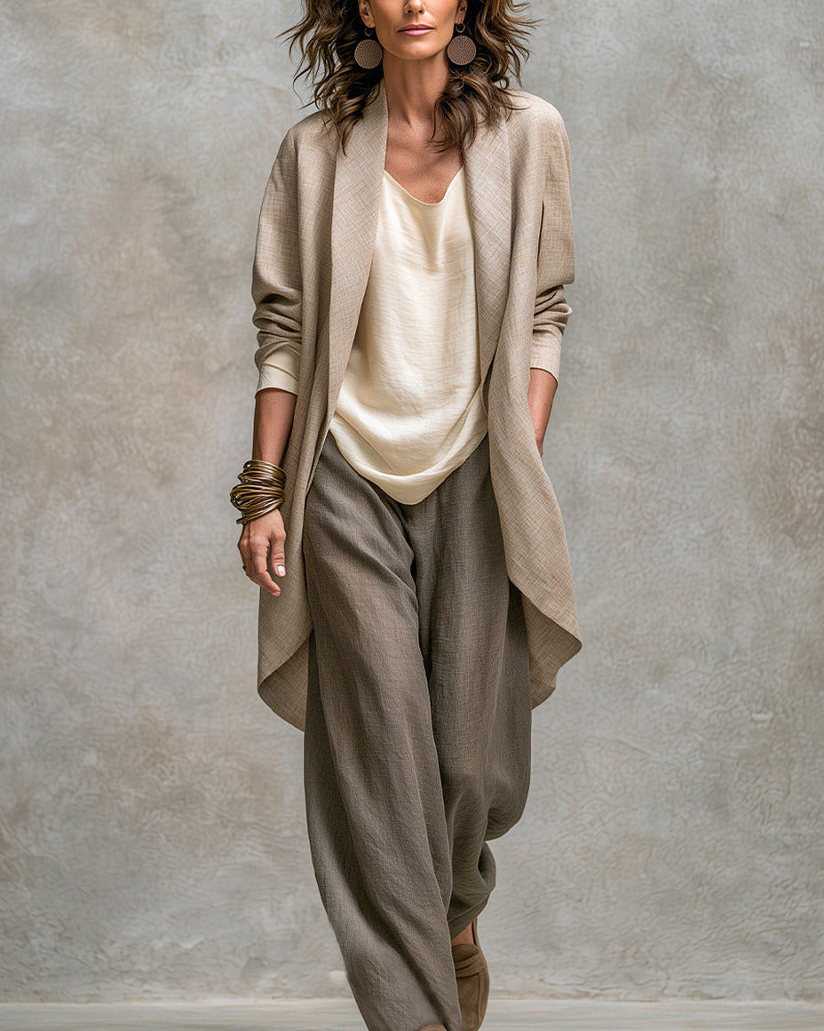Lidia completo tre pezzi beige grigio, look completo