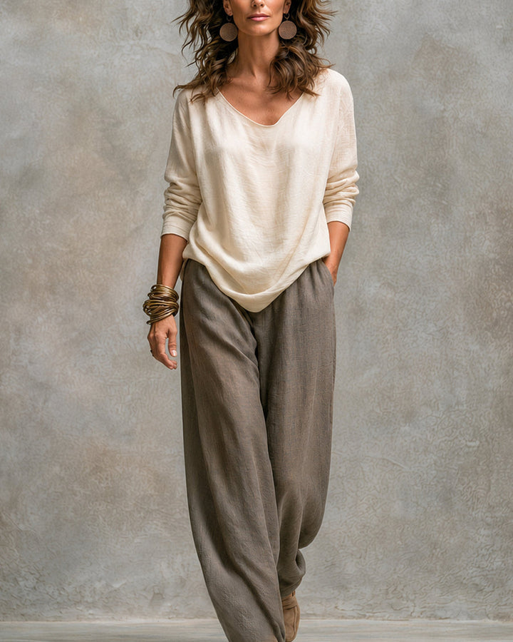 Lidia top e pantaloni palazzo senza cardigan