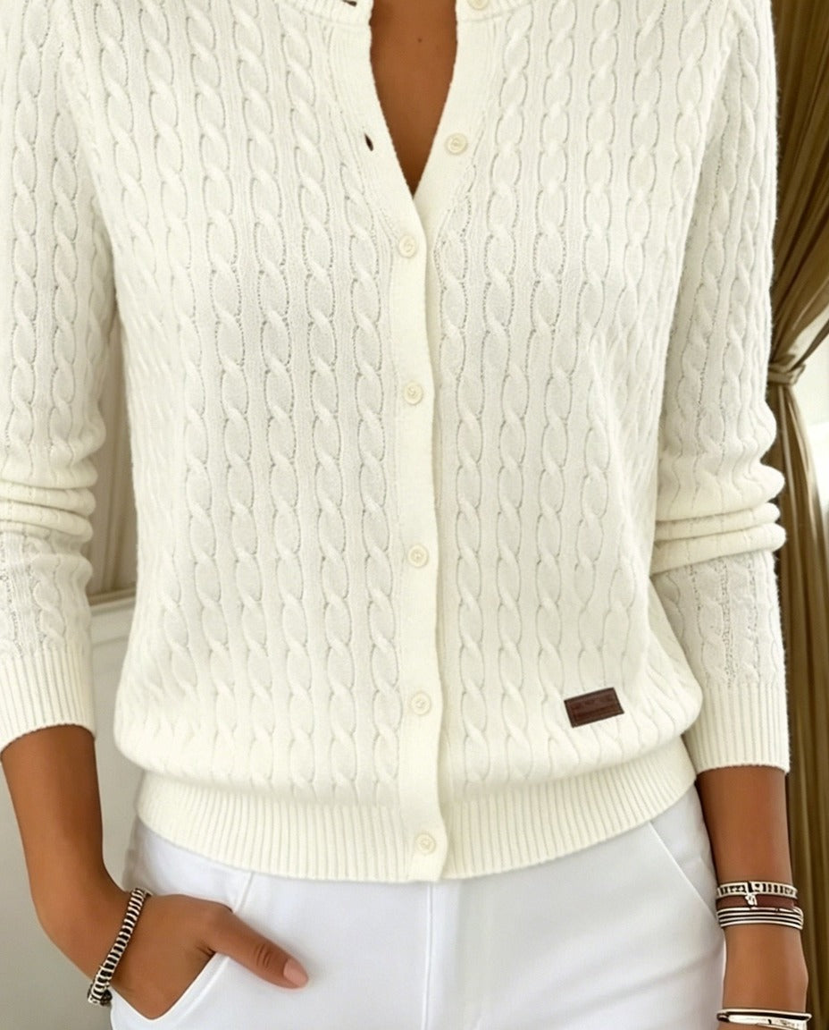Matilde cardigan Bianco Sporco dettaglio trecce
