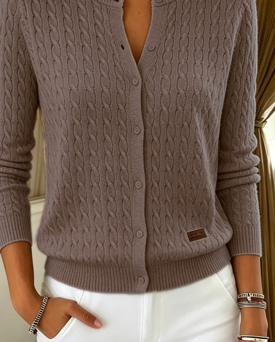 Matilde cardigan Marrone Caffè dettaglio trecce