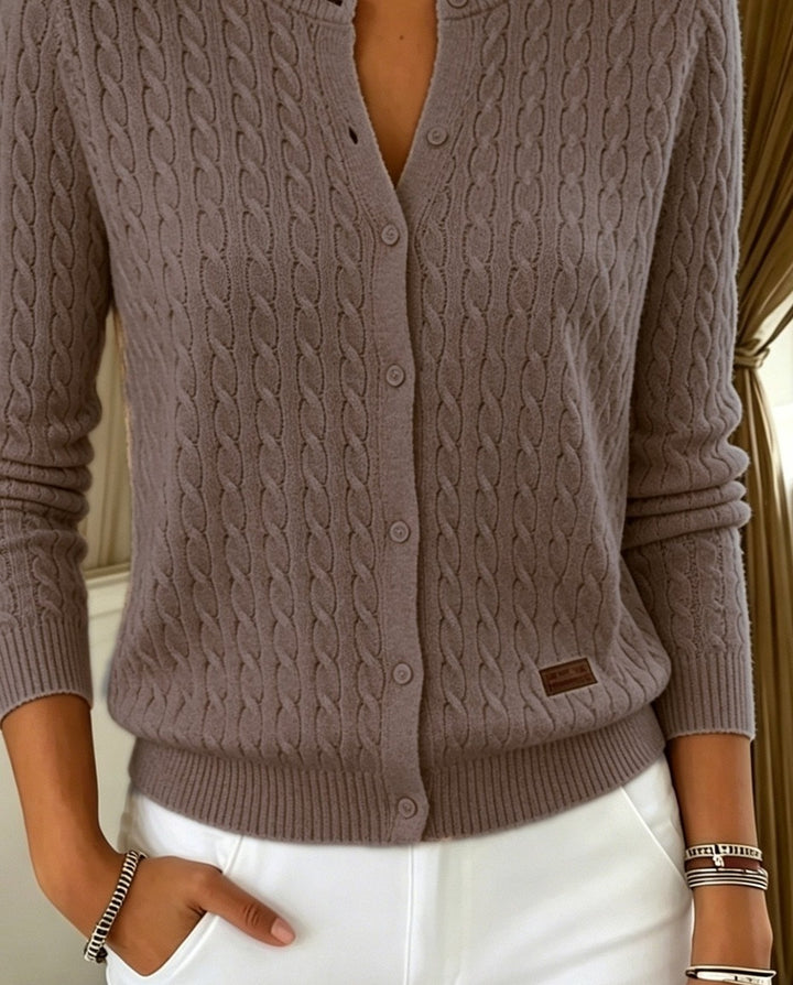 Matilde cardigan Marrone Caffè dettaglio trecce