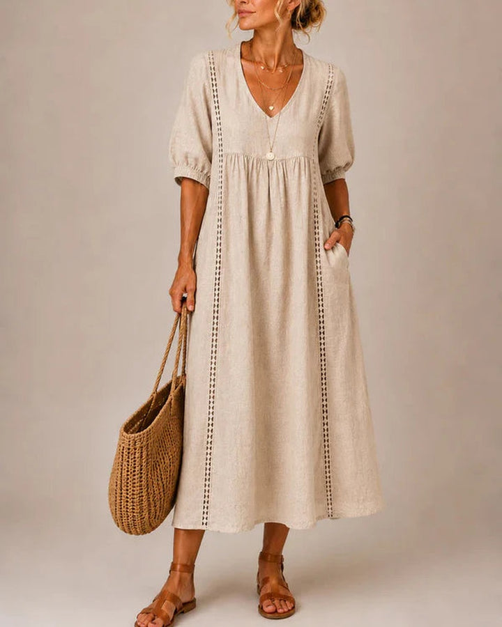Rosalia abito midi estivo beige