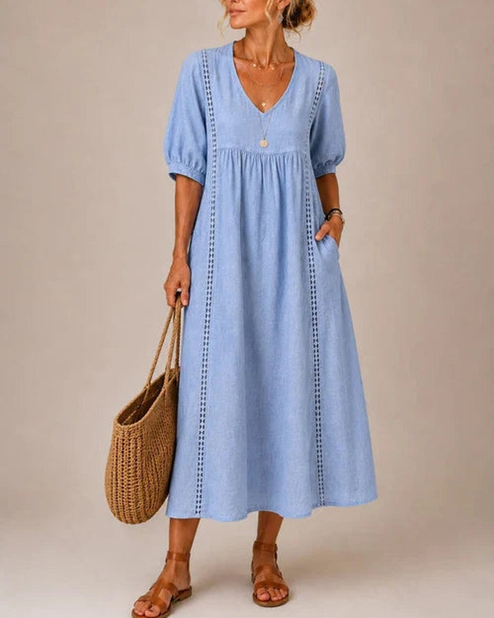 Rosalia abito midi estivo azzurro