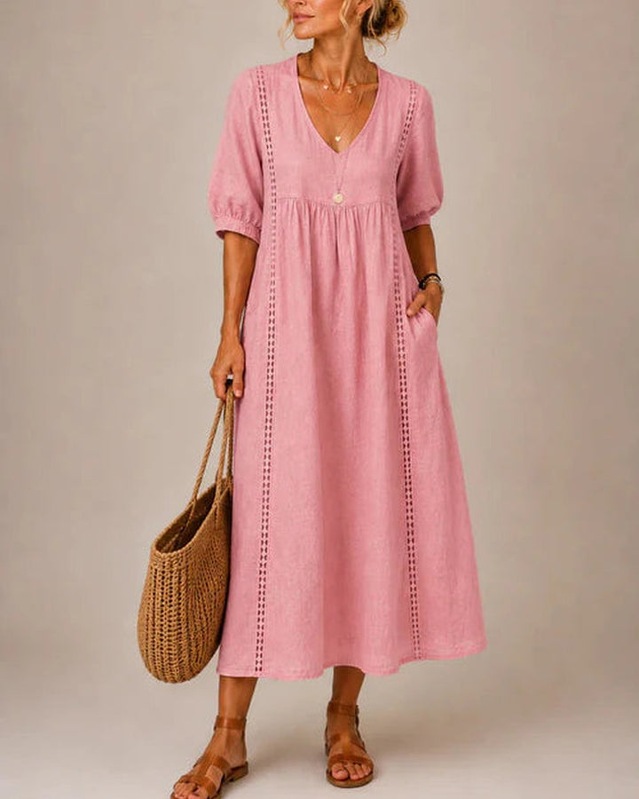 Rosalia abito midi estivo rosa