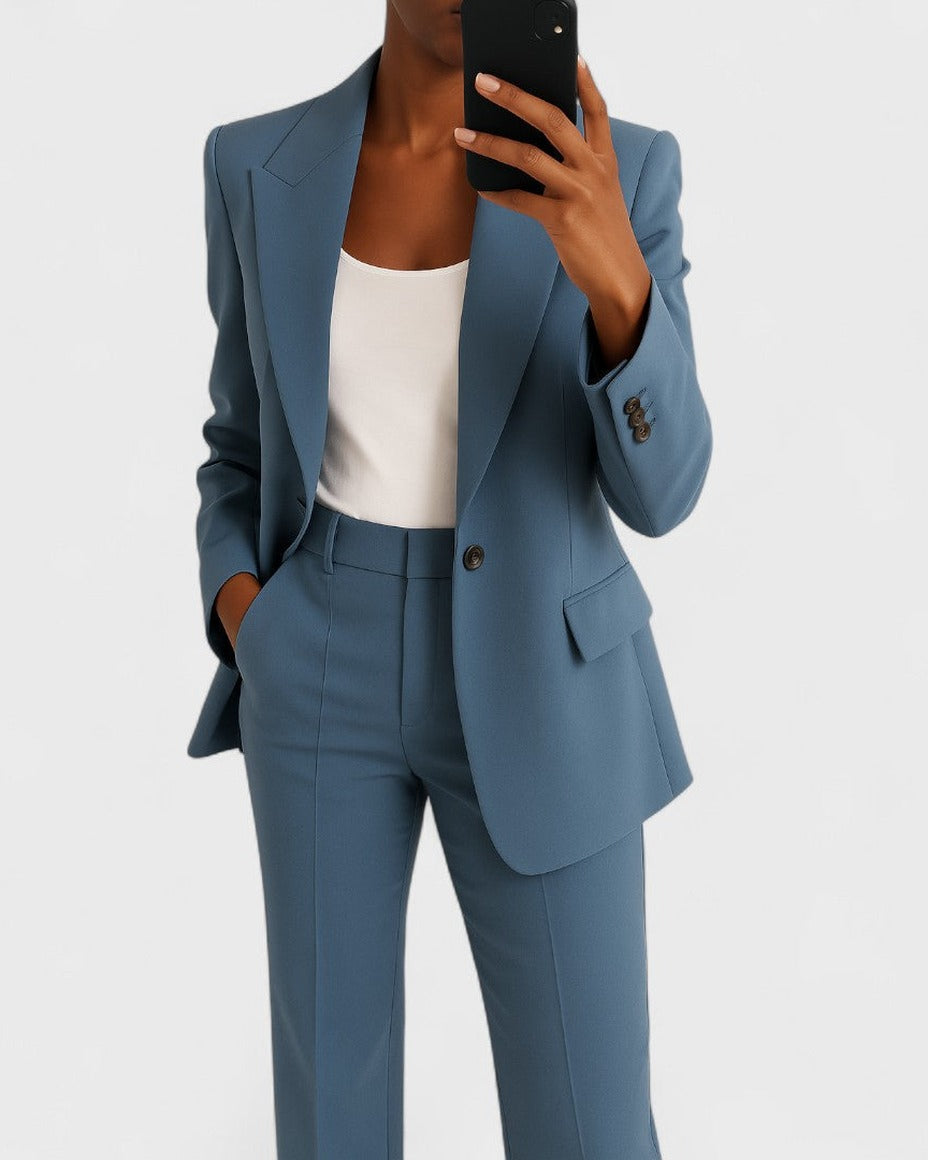 Vittoria completo blazer e pantaloni blu ottanio